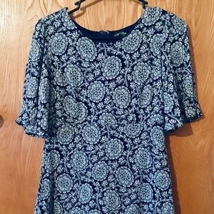 Love Reign Blue and White Floral Pattern Dress